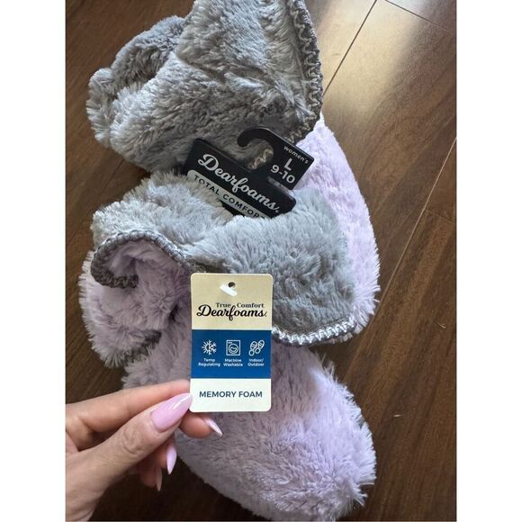 Dearfoams L 9/10 Women's Fuzzy Memory Foam Beth Bedroom Bootie Slipper Sock with - Picture 5 of 6